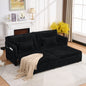 73"Convertible Sofa Bed,Pull Out Bed,3-in-1 Sofa with Side Pocket& USB Ports,Modern Corduroy Couch for Living Room, Small Space, Apartment, Bedroom, Black