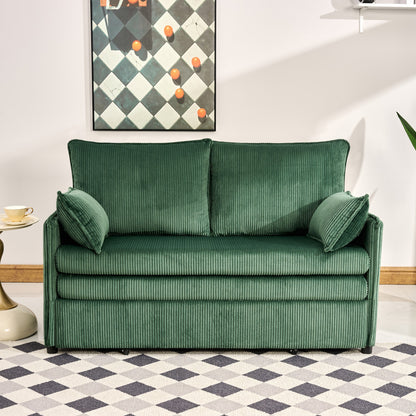 Green Corduroy Sofa Bed with USB Storage for Modern Living for Living Room