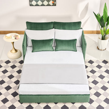 Green Corduroy Sofa Bed with USB Storage for Modern Living for Living Room