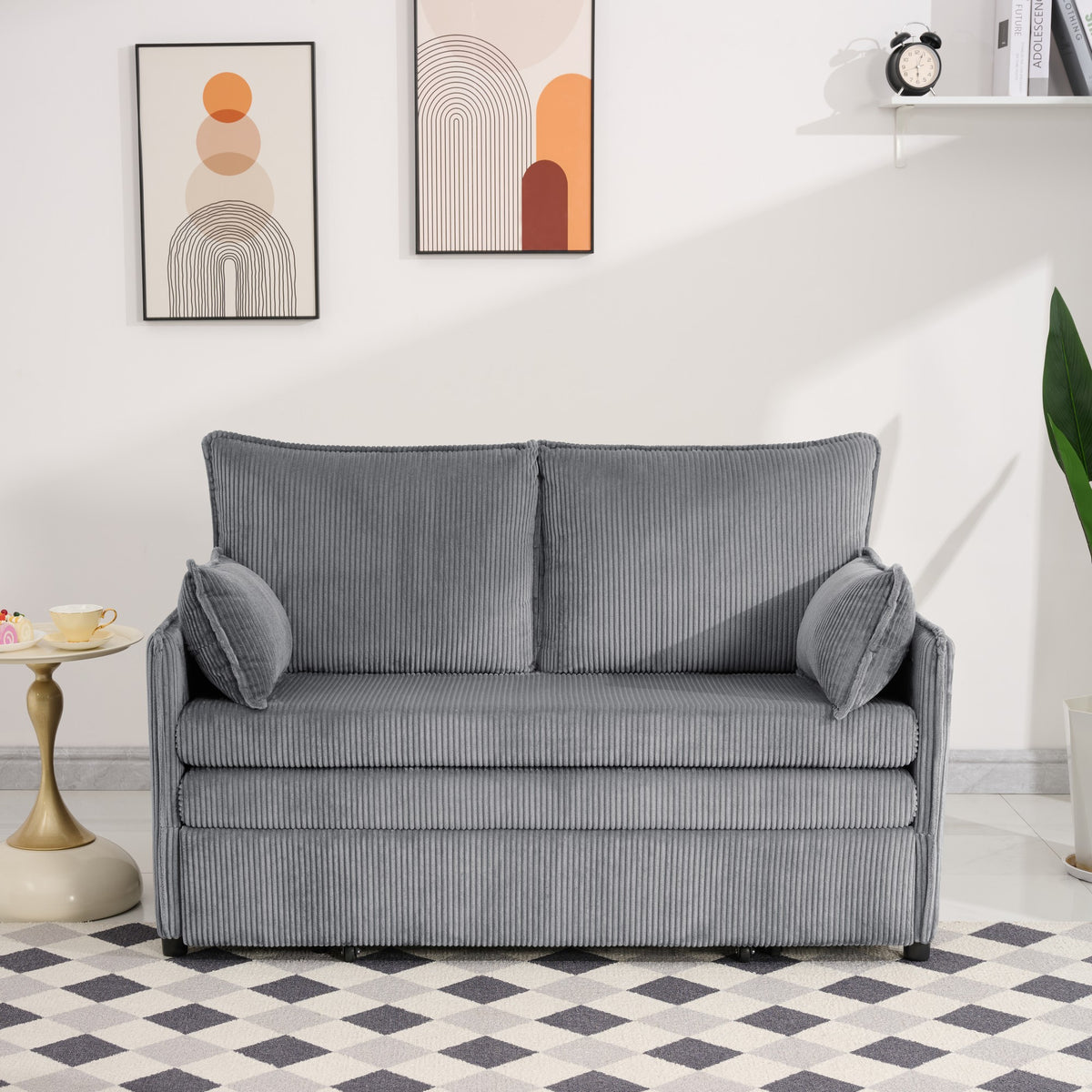 Modern Grey Twin Sofa Bed with Storage and USB Ports for Living Room