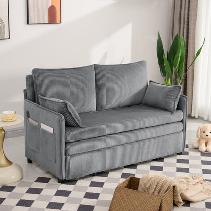Modern Grey Twin Sofa Bed with Storage and USB Ports for Living Room