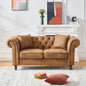 63"Chesterfield ‌tech Fabric Sofa,High-tech Fabric Roll Armrest Sofa,Upholstered Mid Century Modern Couch,2 Seater Couch for Living Room, Office, Apartment, Brown