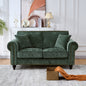 63" Modern 2-Seater Sofa with Rolled Arms,Chenille Upholstered Couch with Wood Legs and Nailhead Trim for Living Room, Apartment,Green