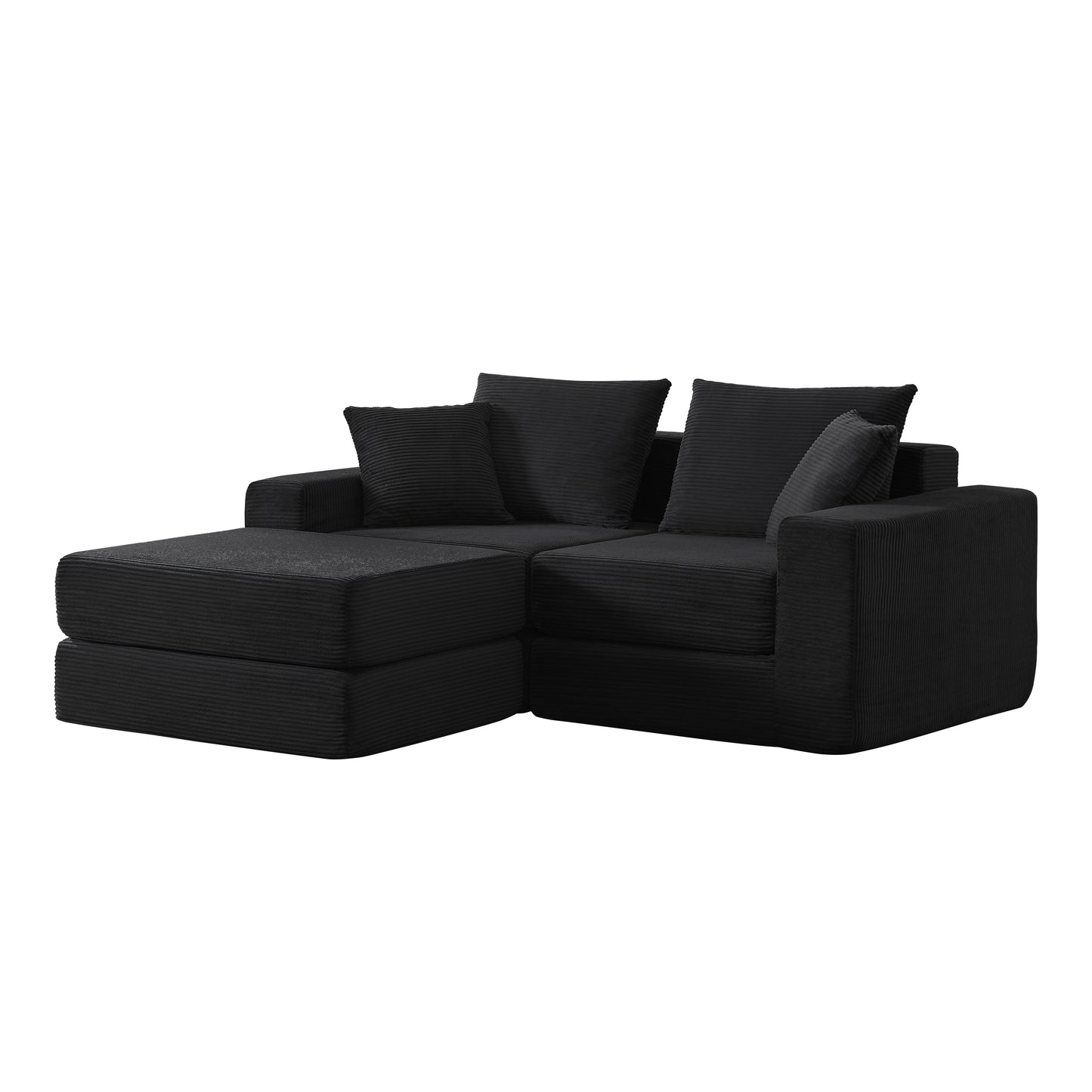 Modular Sectional Loveaeat Cloud Sofa, Boneless Couch with Non Slip Base, Cozy Sleeper Sofa for Customizable Living Spaces, Modern Modular Couch with L-Shape Chaise, Deep Seat & No Assembly