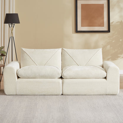 Modern minimalist chenille combination sofa, spacious and comfortable living room sofa, multi-functional sofa with foot pedals, suitable for families and apartments