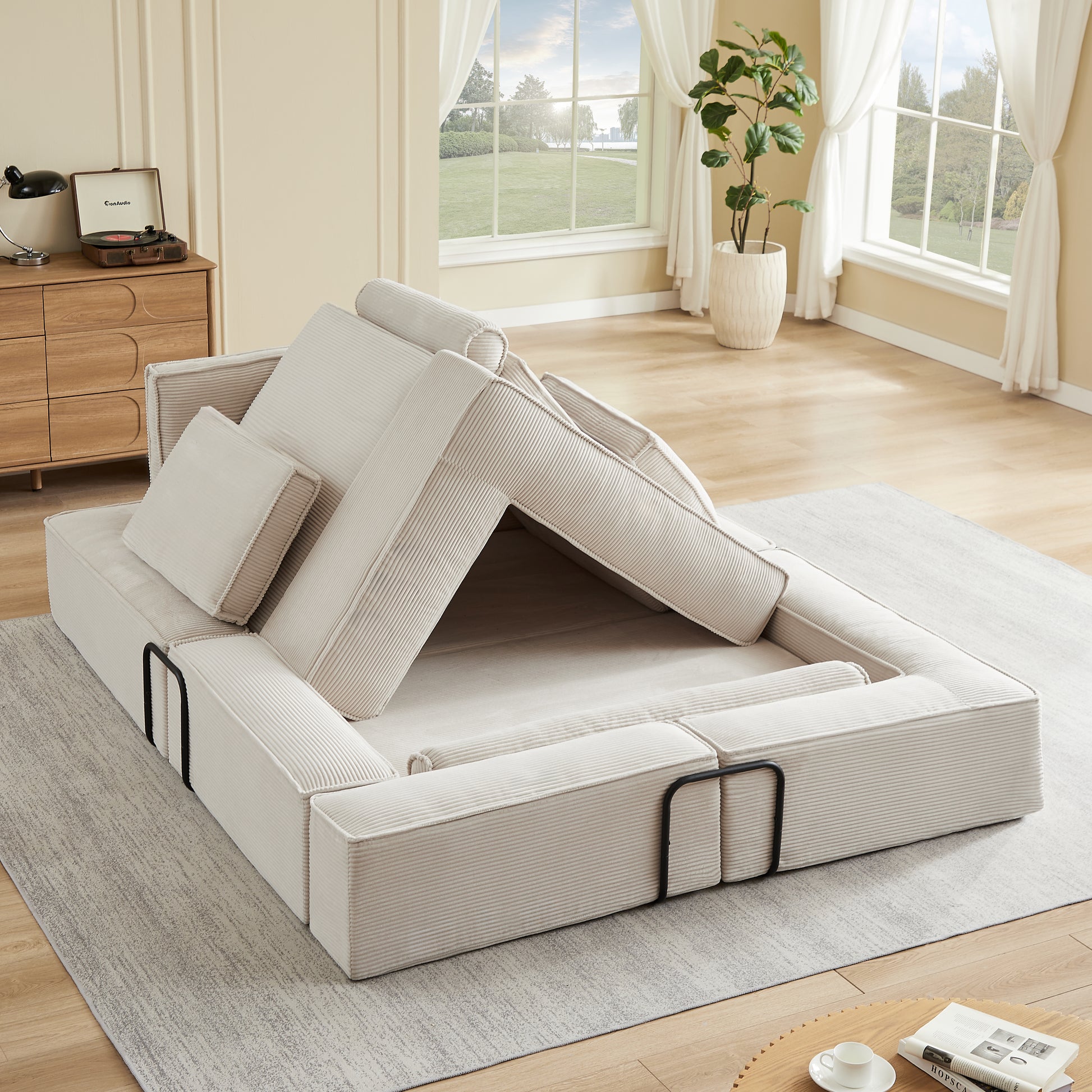 Large modern corduroy sofa can be freely combined, suitable for living room, parent-child castle, building block sofa