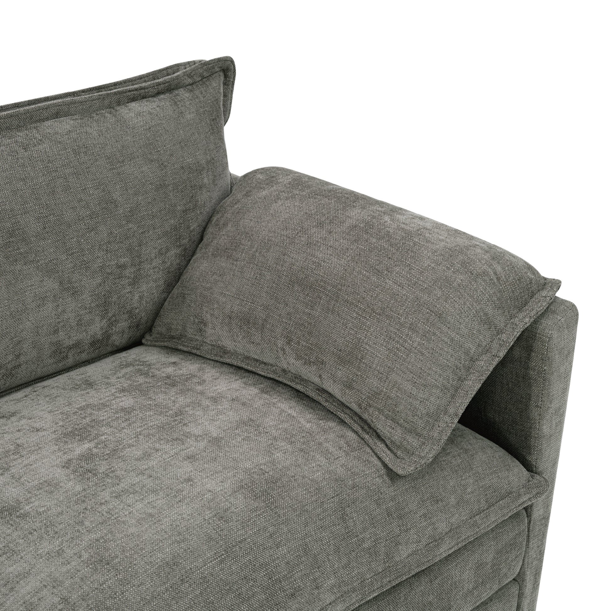 3 Seat Aqua French Bulldog Sofa - 107" L-Shape Sectional