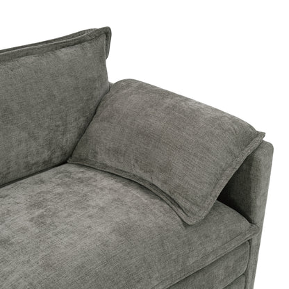 3 Seat Aqua French Bulldog Sofa - 107" L-Shape Sectional