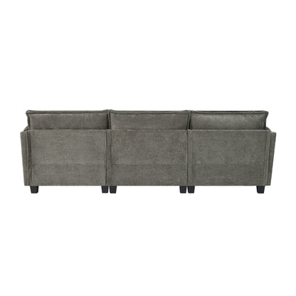 3 Seat Aqua French Bulldog Sofa - 107" L-Shape Sectional