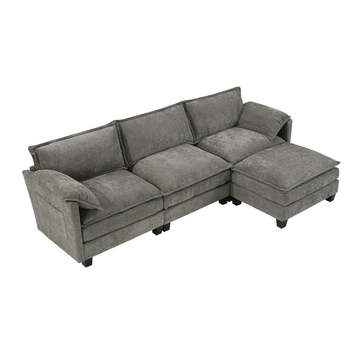 3 Seat Aqua French Bulldog Sofa - 107" L-Shape Sectional