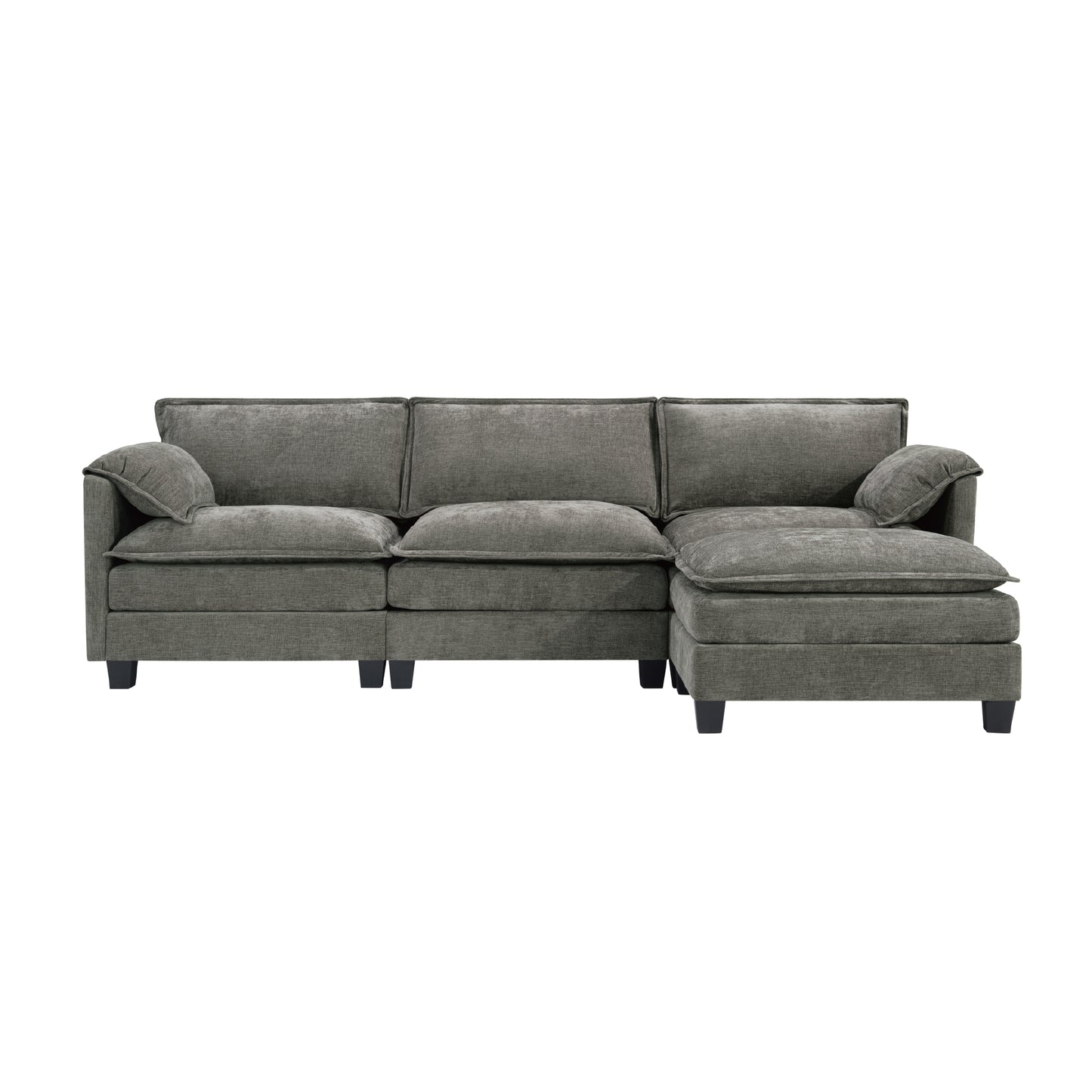 3 Seat Aqua French Bulldog Sofa - 107" L-Shape Sectional