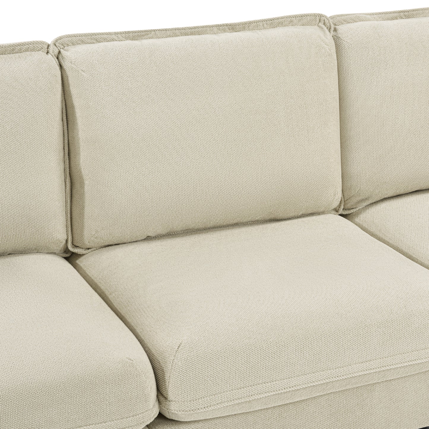 93-Inch L-Shaped Sofa - Beige ABS+Steel 3 Seater for Living Room