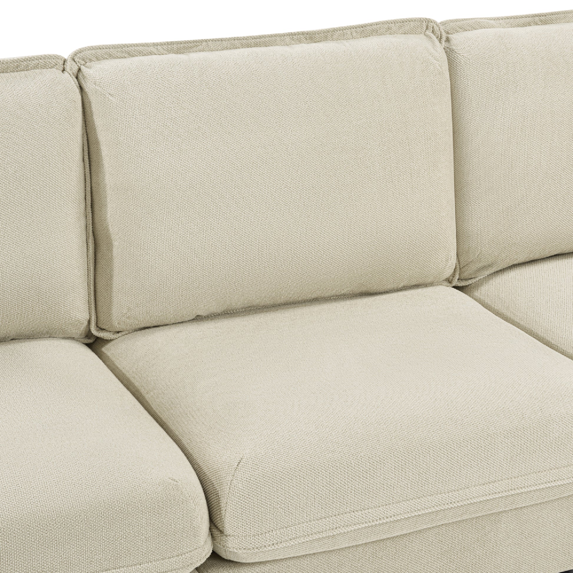 93-Inch L-Shaped Sofa - Beige ABS+Steel 3 Seater for Living Room