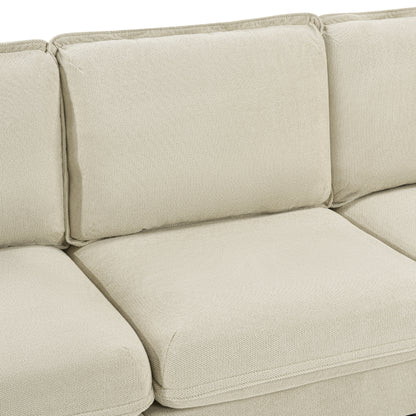 93-Inch L-Shaped Sofa - Beige ABS+Steel 3 Seater for Living Room