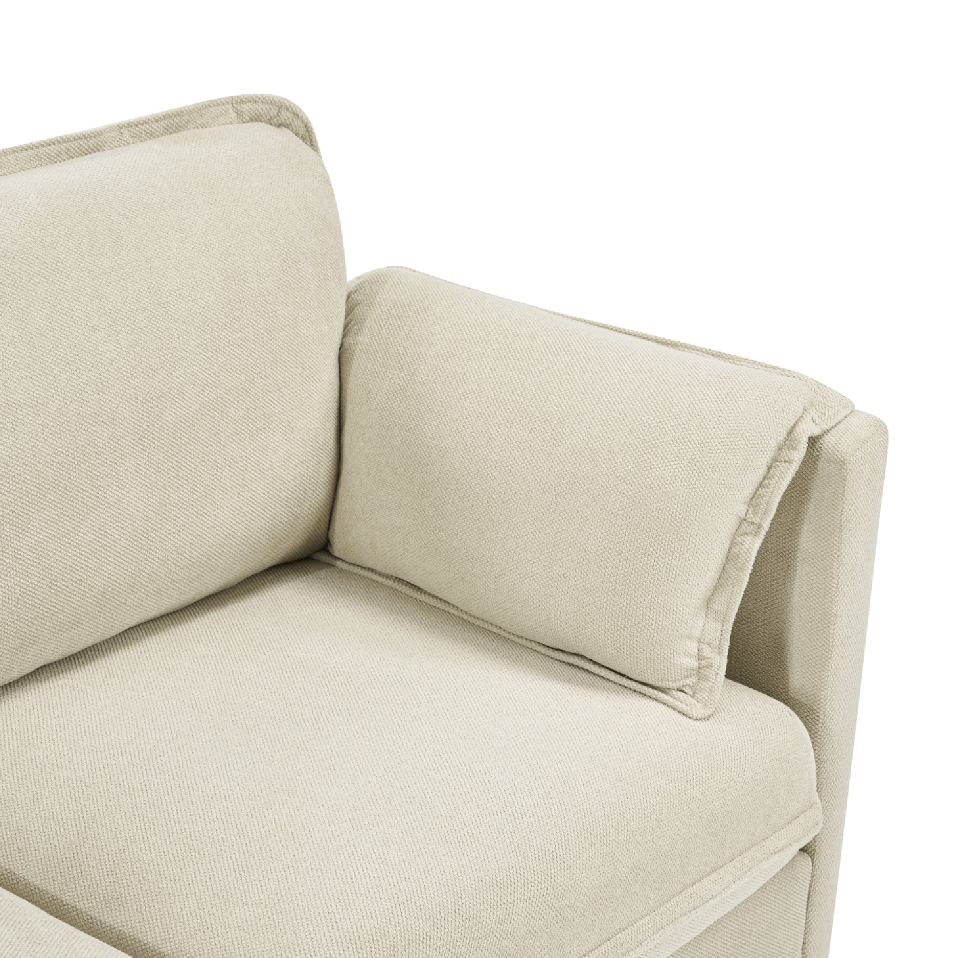 93-Inch L-Shaped Sofa - Beige ABS+Steel 3 Seater for Living Room