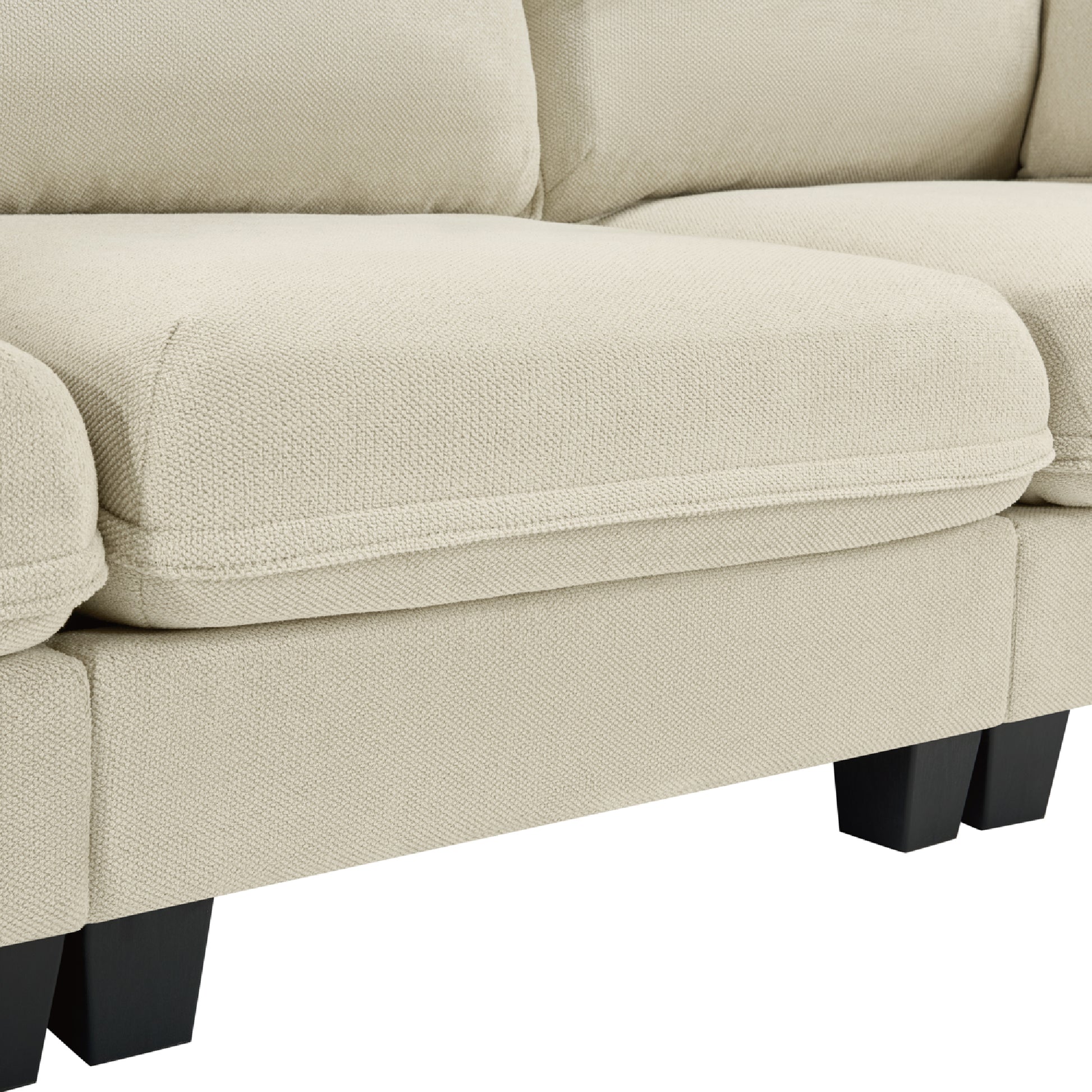 93-Inch L-Shaped Sofa - Beige ABS+Steel 3 Seater for Living Room