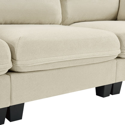 93-Inch L-Shaped Sofa - Beige ABS+Steel 3 Seater for Living Room