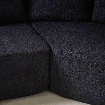 Black Fabric Sectional Sofa - 5 Seat Modular Design