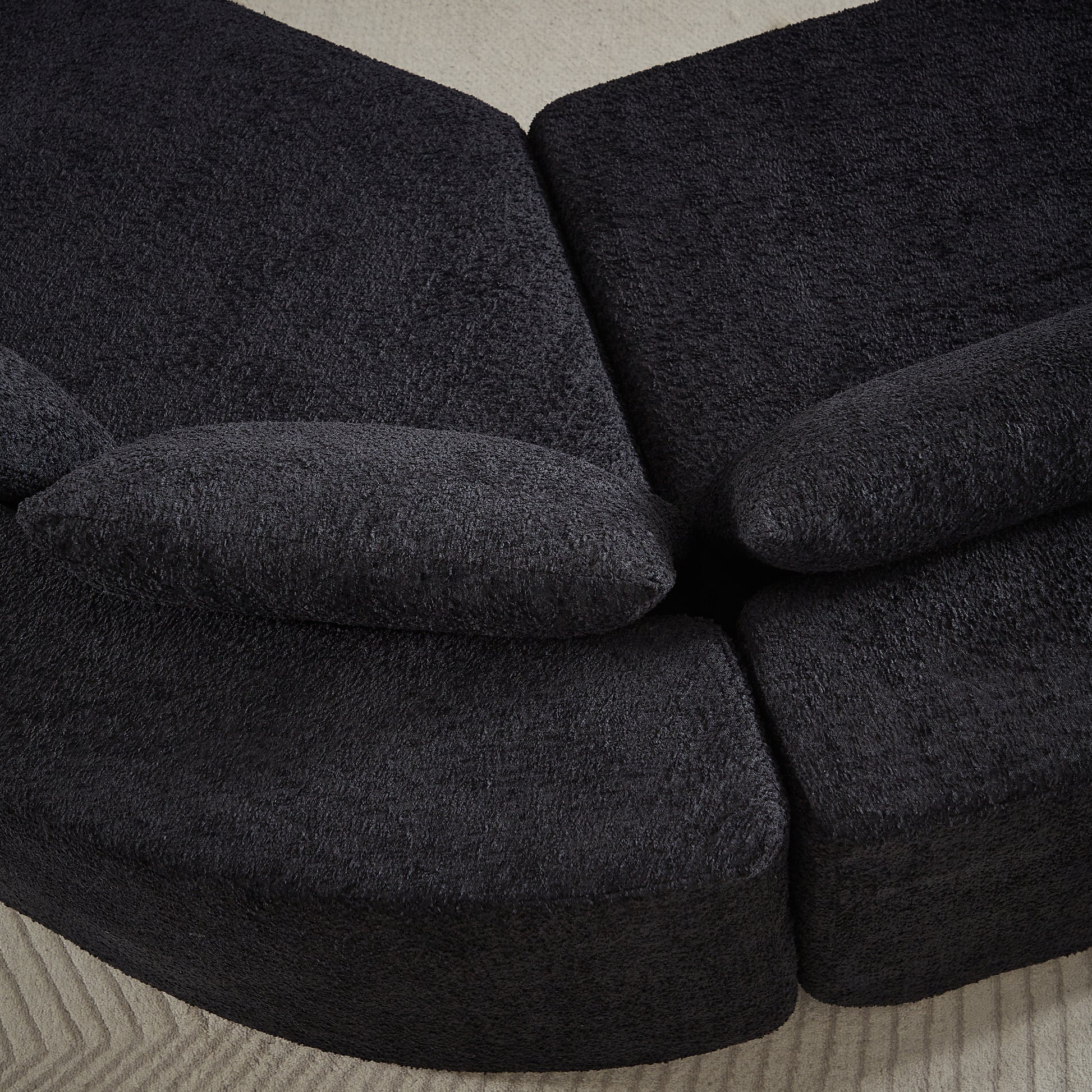 Black Fabric Sectional Sofa - 5 Seat Modular Design
