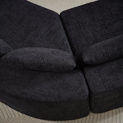 Black Fabric Sectional Sofa - 5 Seat Modular Design