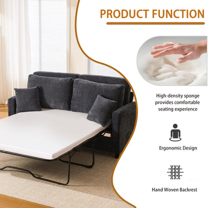 Dark Gray Sleeper Sofa Bed - 2-in-1 Pull Out Couch for Living Room