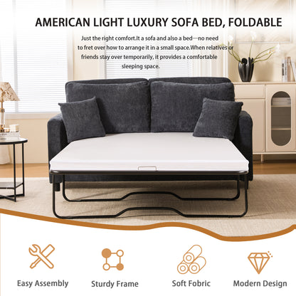 Dark Gray Sleeper Sofa Bed - 2-in-1 Pull Out Couch for Living Room