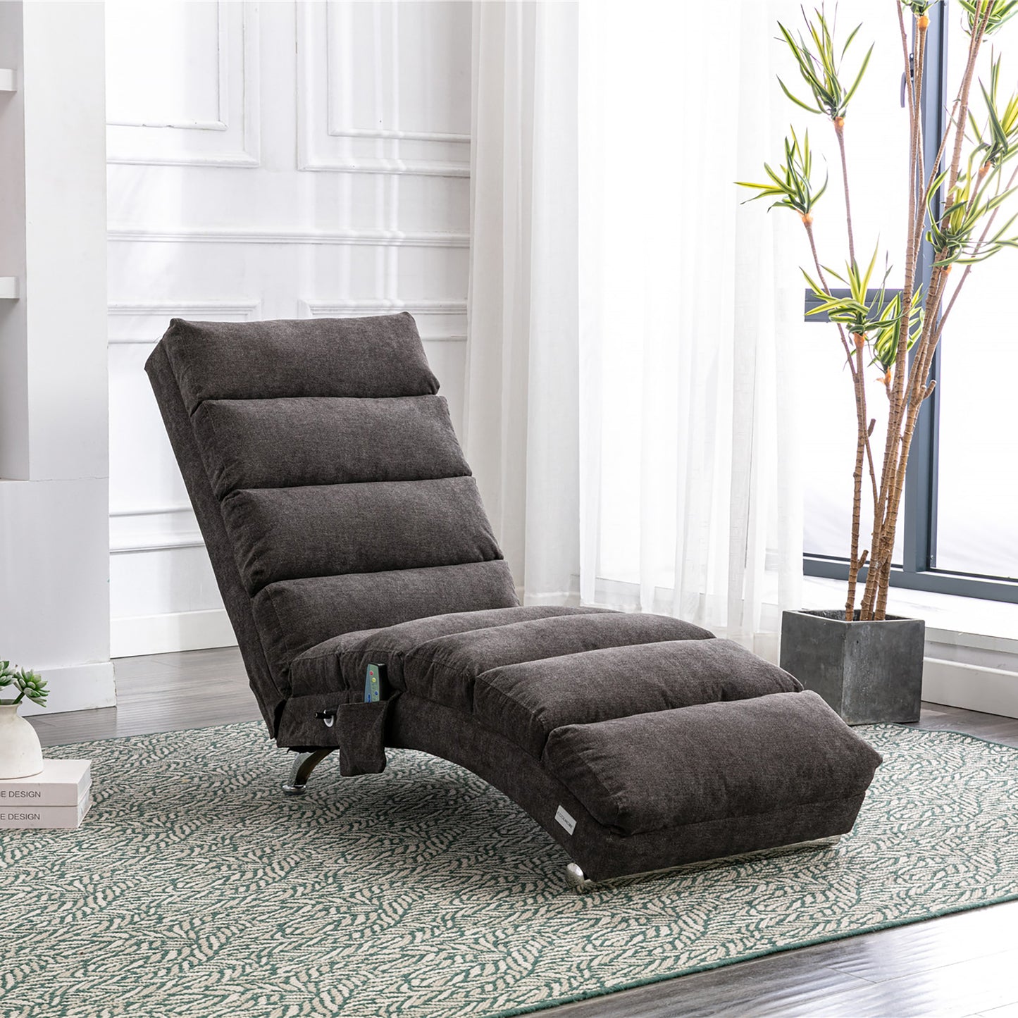 Dark Gray Linen Recliner - Vibration Chaise Lounge