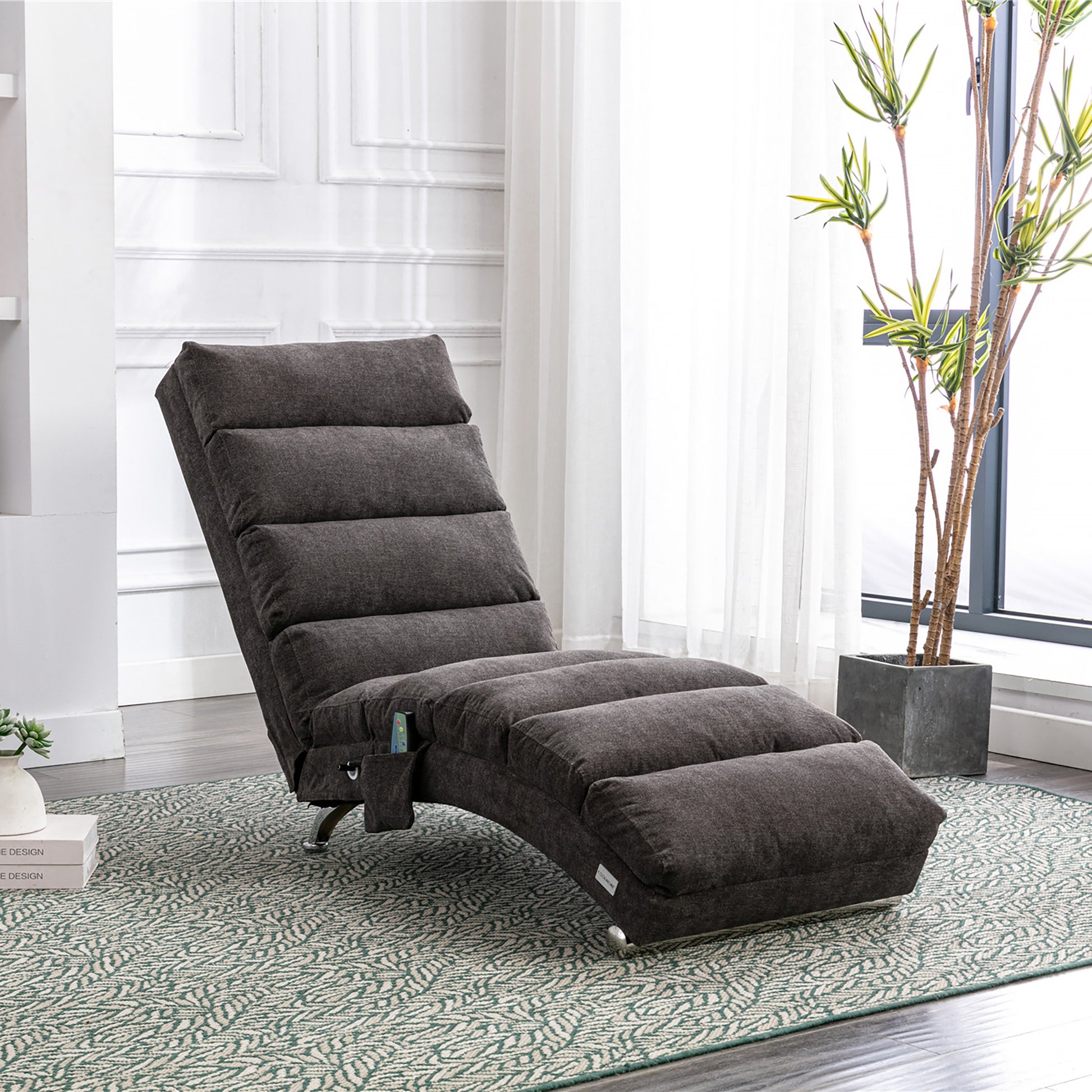Dark Gray Linen Recliner - Vibration Chaise Lounge