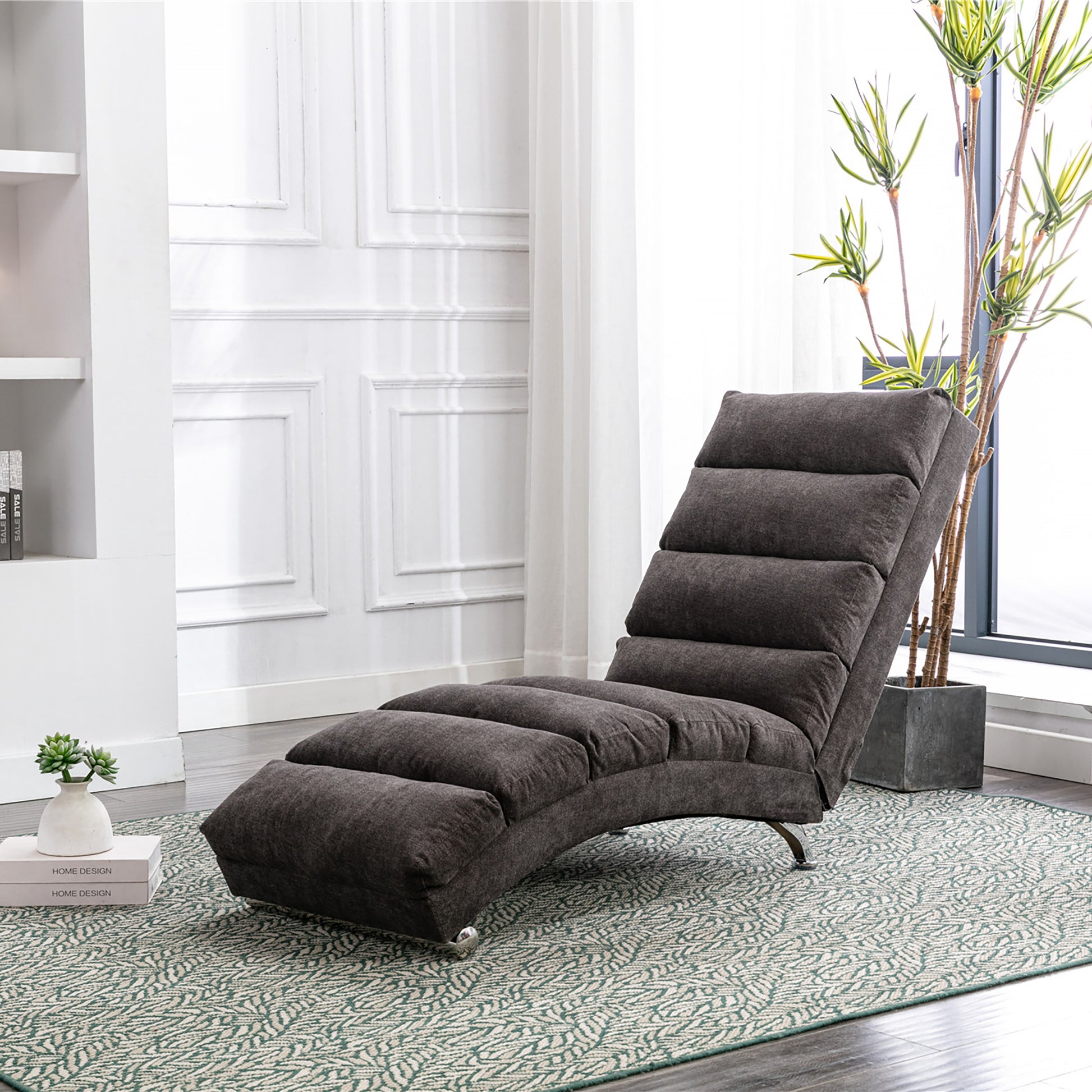 Dark Gray Linen Recliner - Vibration Chaise Lounge
