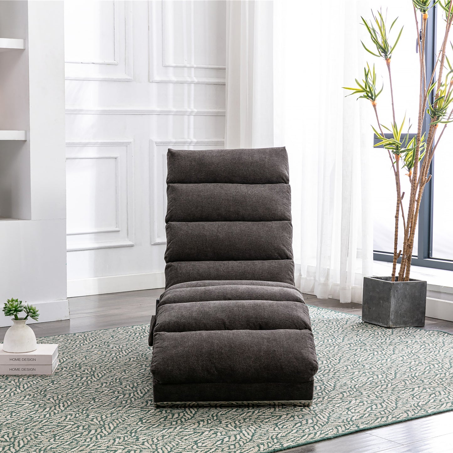 Dark Gray Linen Recliner - Vibration Chaise Lounge