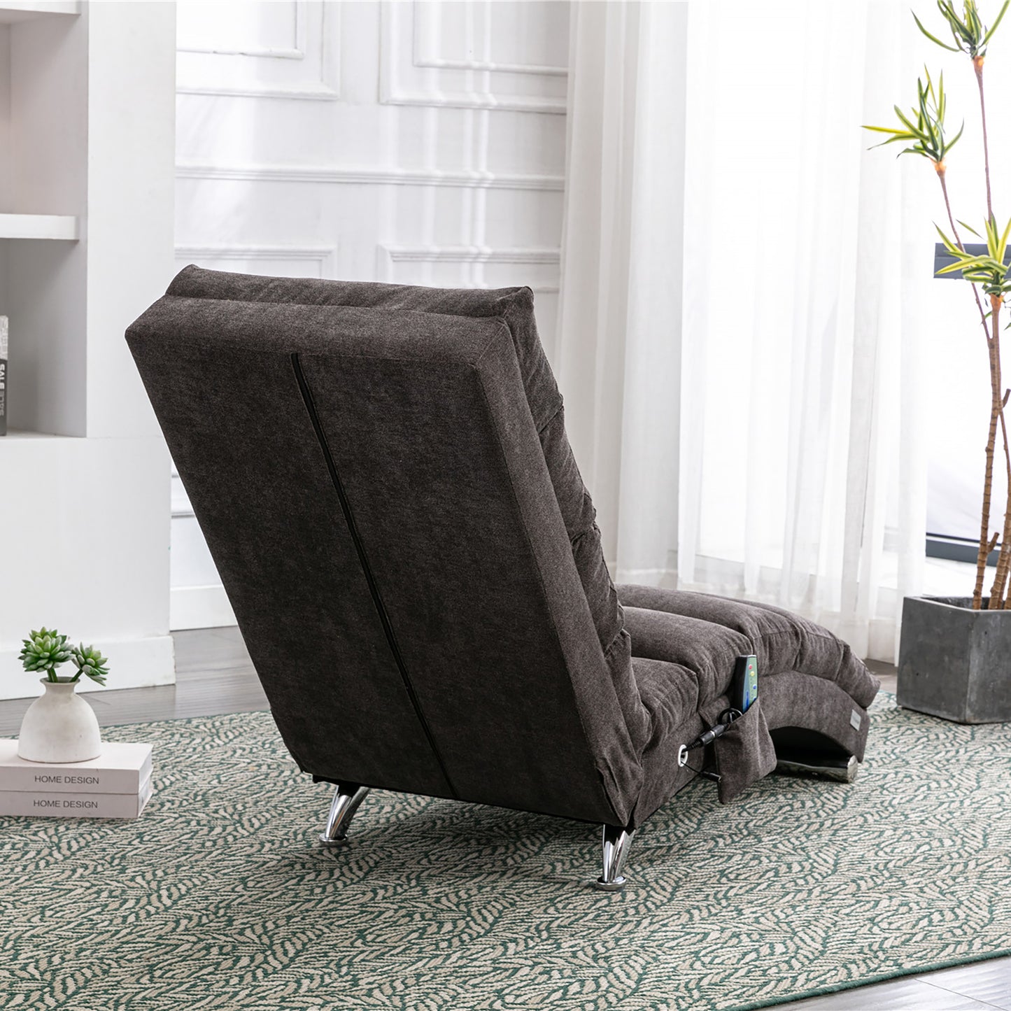 Dark Gray Linen Recliner - Vibration Chaise Lounge