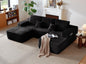 104" Cloud Sectional Sofa with U-Shape Chaise and Side Pockets , Modern Modular Design, Deep Seating, Upholstered Couch for Living Room/Bedroom, No Assembly Required (Plush Fabric), Black,Right