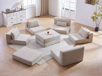 Upholstered Sectional Sofa Couch Set,Modular 100" L Shaped Floor Living Room Sofa Set With 5 Pillows,DIY Combination Sofa Couch for living rooms, apartments,bedrooms,Camel
