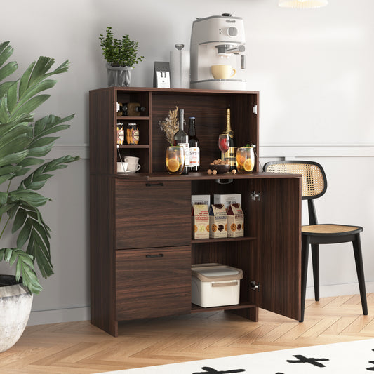 Desk Cabinet, with Storage Drawer & Shelves, Fold-up Desktop, Ideal for Home, Office, Kitchen storage organizer, Dormitory, Small Spaces W31.49"xD13.78"xH47.2"