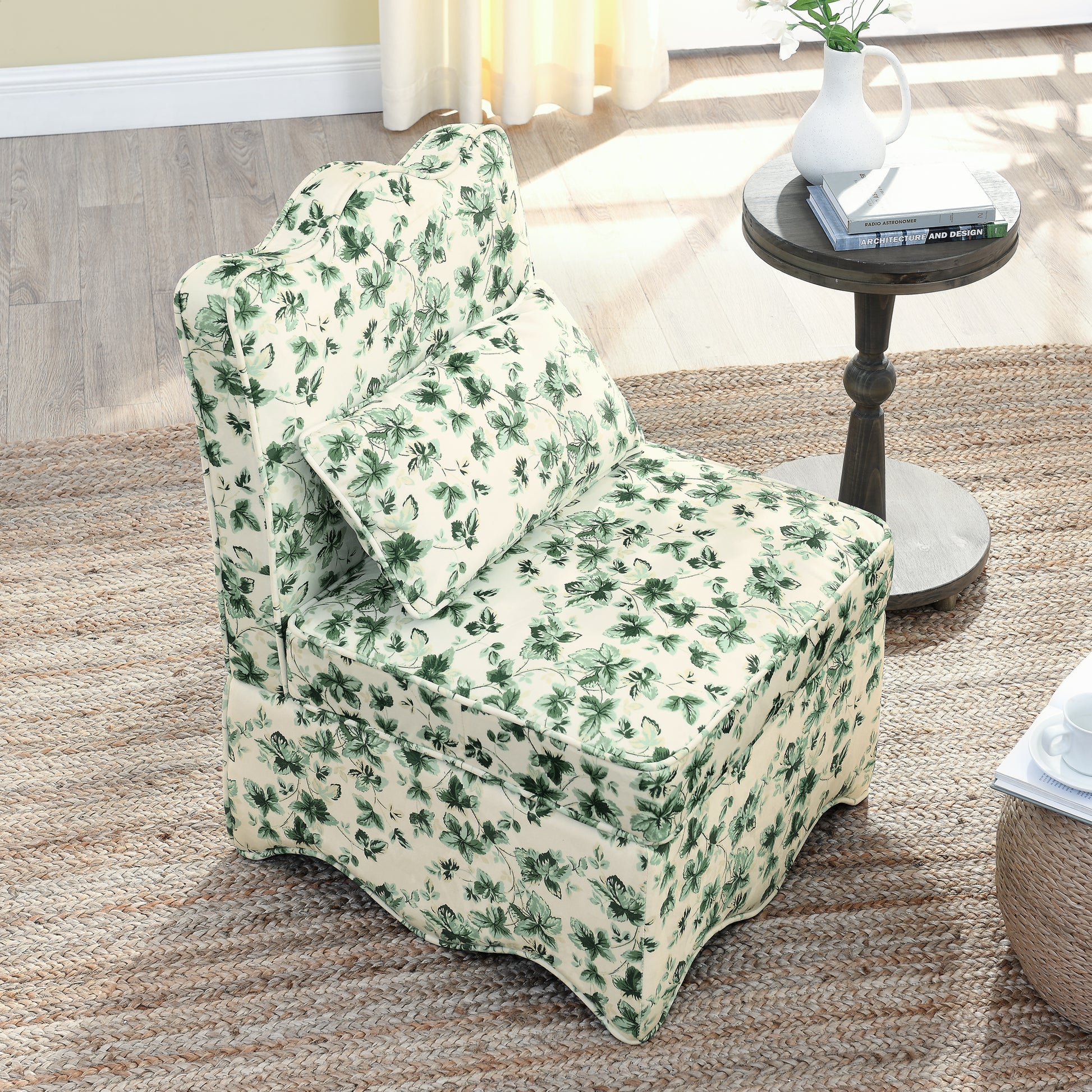 Flannel Dining Chair - Green, Soft Seat & Pillow Included