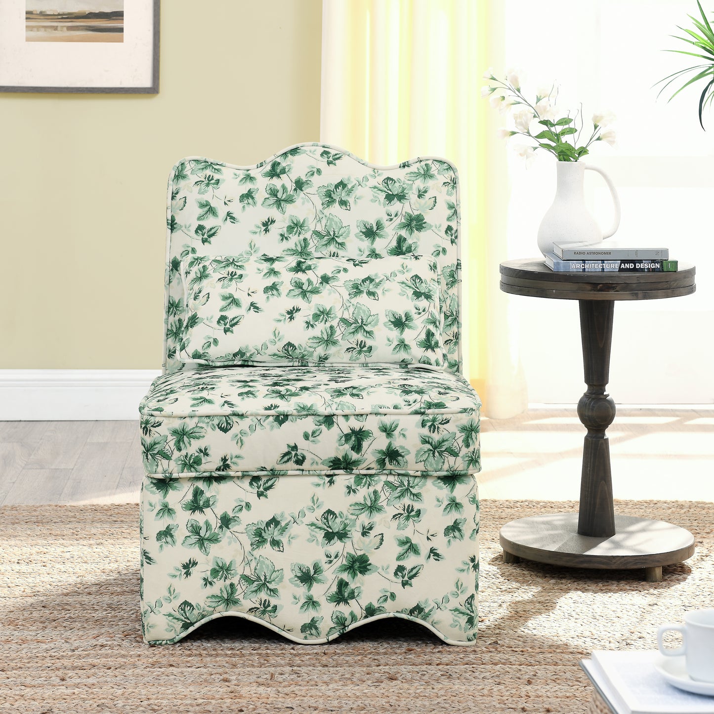 Flannel Dining Chair - Green, Soft Seat & Pillow Included