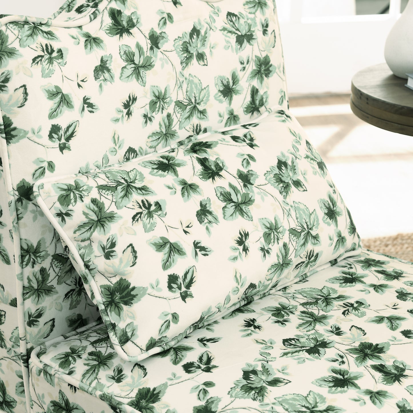 Flannel Dining Chair - Green, Soft Seat & Pillow Included