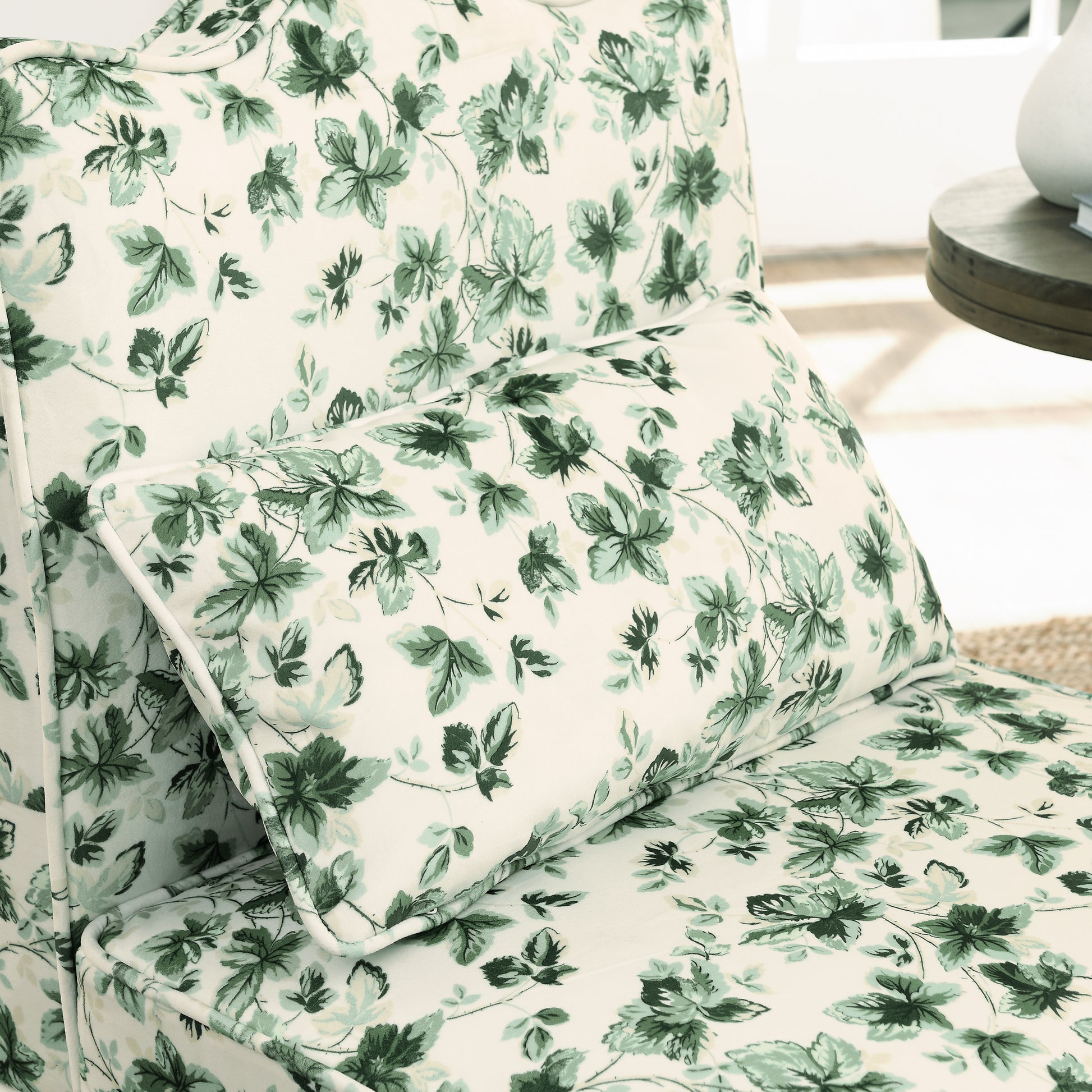 Flannel Dining Chair - Green, Soft Seat & Pillow Included