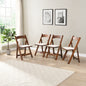 Upholstered folding  chair, space saving, easy to carry, 4PCS, Walnut shelf+Beige cushion,Dining room
