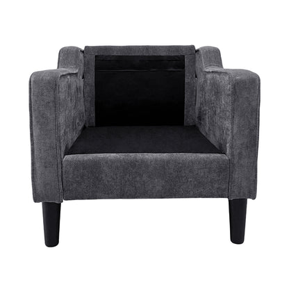 Gray Linen Accent Chair - 30" Armchair for Bedroom or Living Room