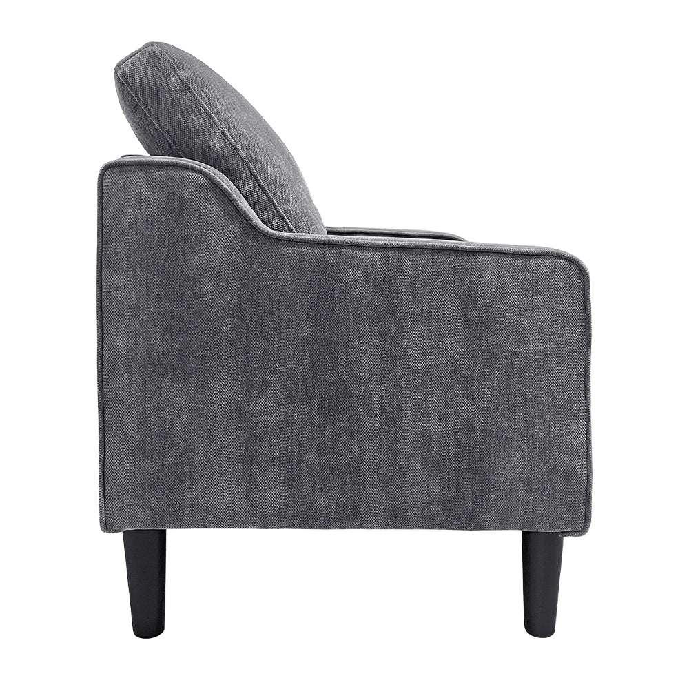 Gray Linen Accent Chair - 30" Armchair for Bedroom or Living Room