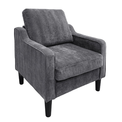 Gray Linen Accent Chair - 30" Armchair for Bedroom or Living Room