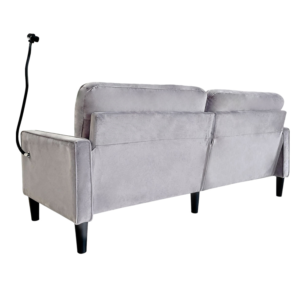 Gray Linen Loveseat Sofa - 78" Small Space Design for Living Room