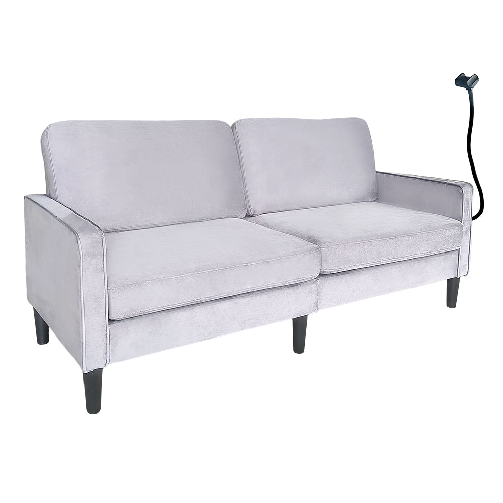 Gray Linen Loveseat Sofa - 78" Small Space Design for Living Room