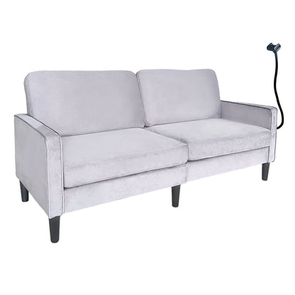 Gray Linen Loveseat Sofa - 78" Small Space Design for Living Room