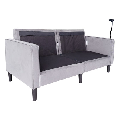 Gray Linen Loveseat Sofa - 78" Small Space Design for Living Room