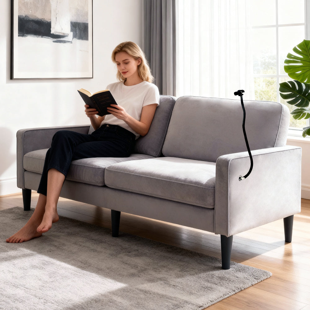 Gray Linen Loveseat Sofa - 78" Small Space Design for Living Room