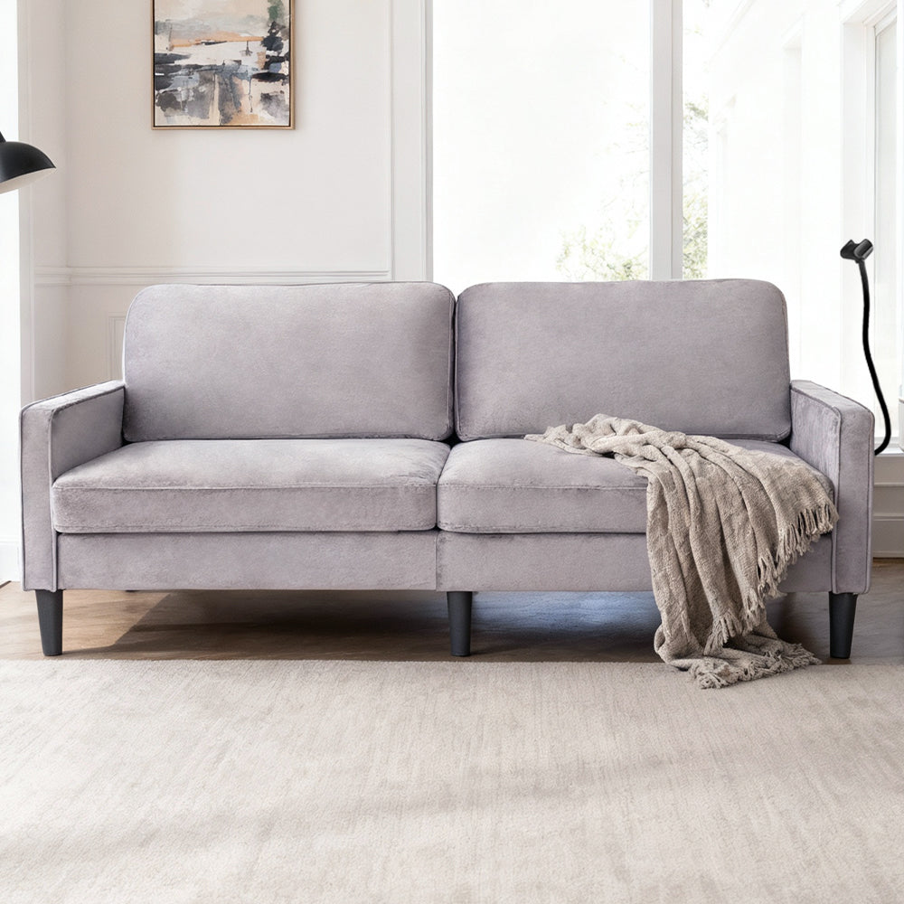 Gray Linen Loveseat Sofa - 78" Small Space Design for Living Room