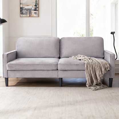 Gray Linen Loveseat Sofa - 78" Small Space Design for Living Room