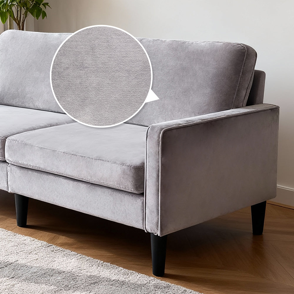 Gray Linen Loveseat Sofa - 78" Small Space Design for Living Room